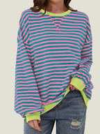 Women's Oversized Striped Long Sleeve Pullover