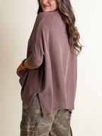Women's Oversized Half Sleeve Ribbed Top