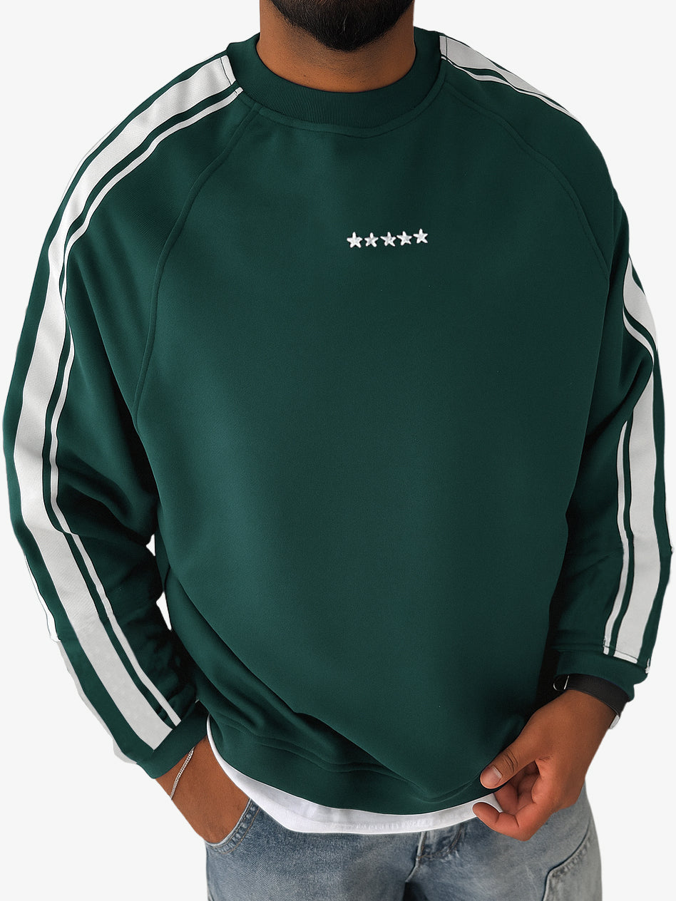 Men's Stylish Striped Contrast Crewneck Sweatshirt