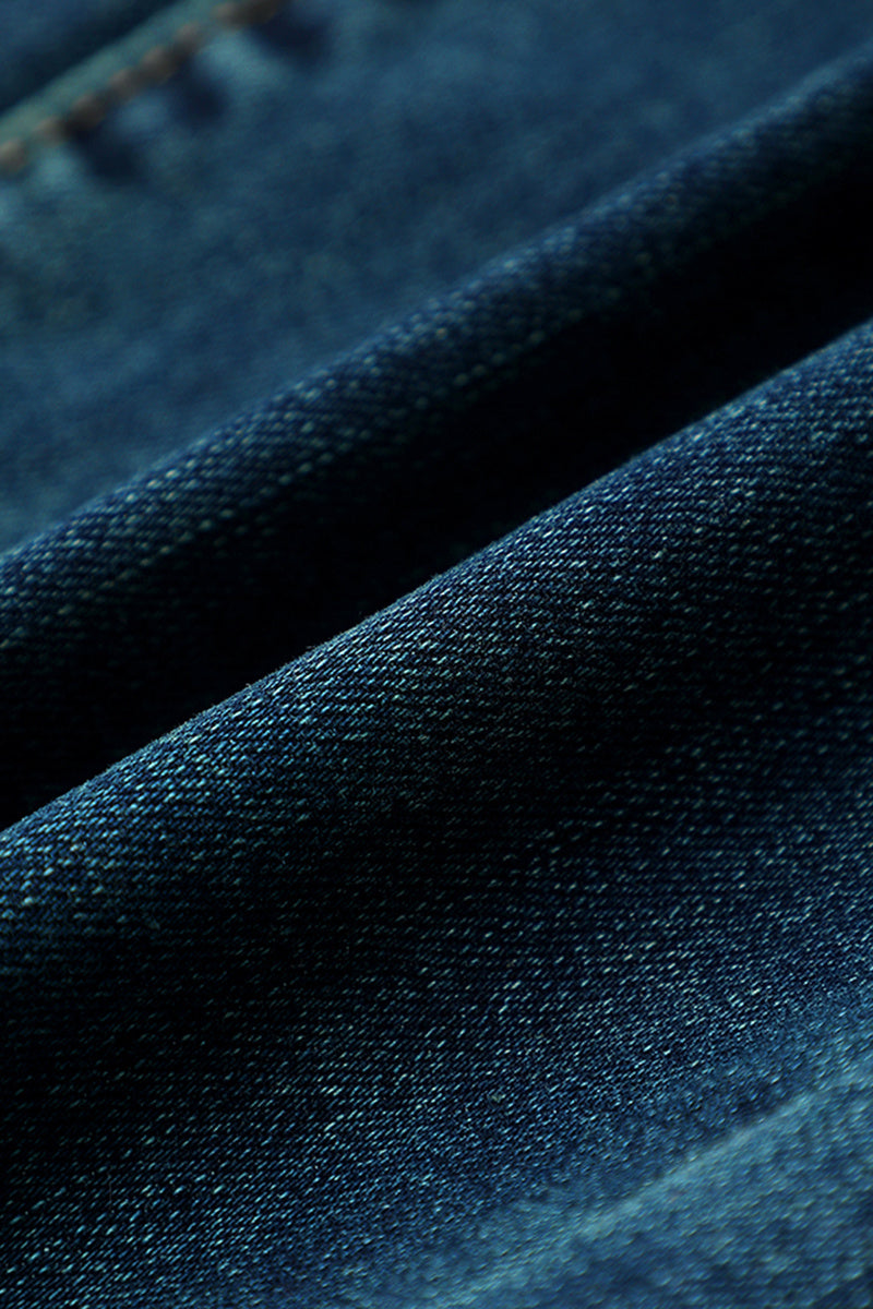 Vintage Oblique Button Mid Waist Straight Leg Jeans