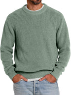 Men's Casual Round Neck Solid Color Comfortable Knitted Sweater