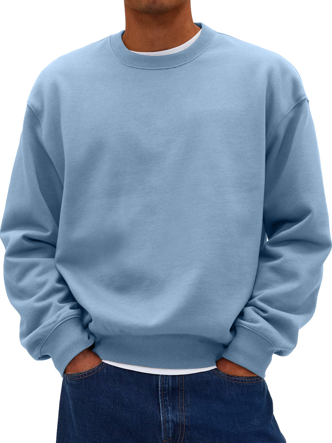 Men's Daily Round Neck Casual Cotton Solid Color Sweatshirt