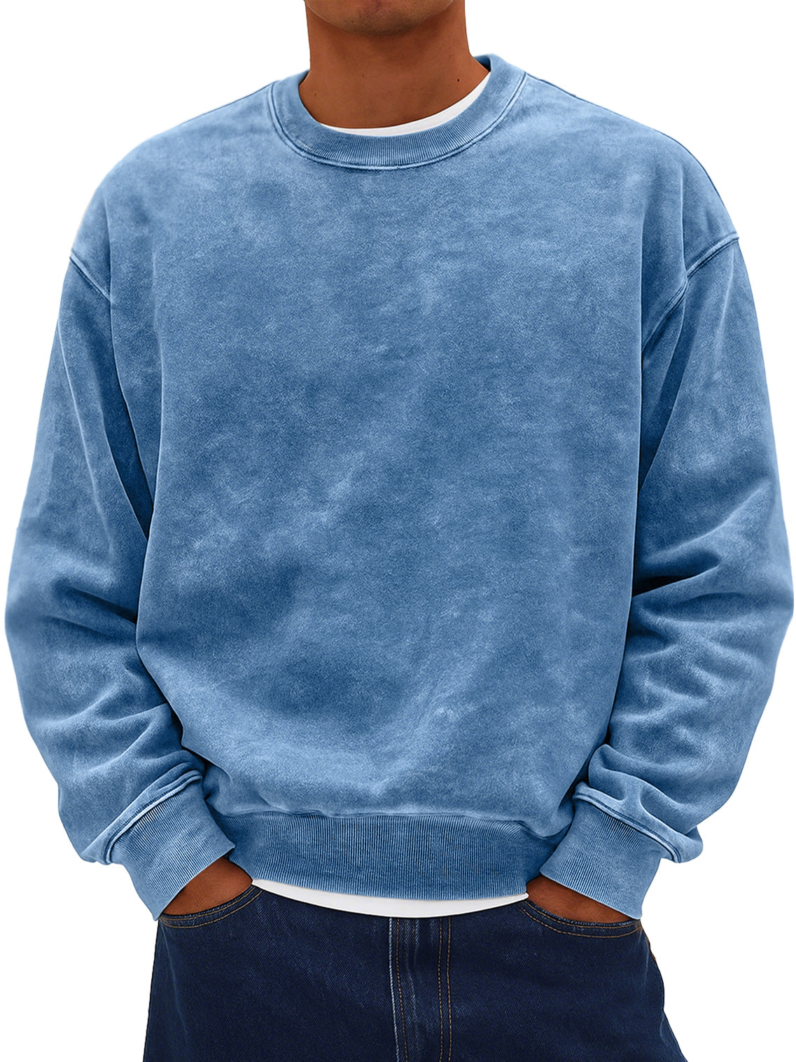 Men's Retro Daily Round Neck Cotton Washed Distressed Sweatshirt