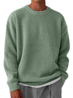 Men's Casual Round Neck Solid Color Knitted Sweater