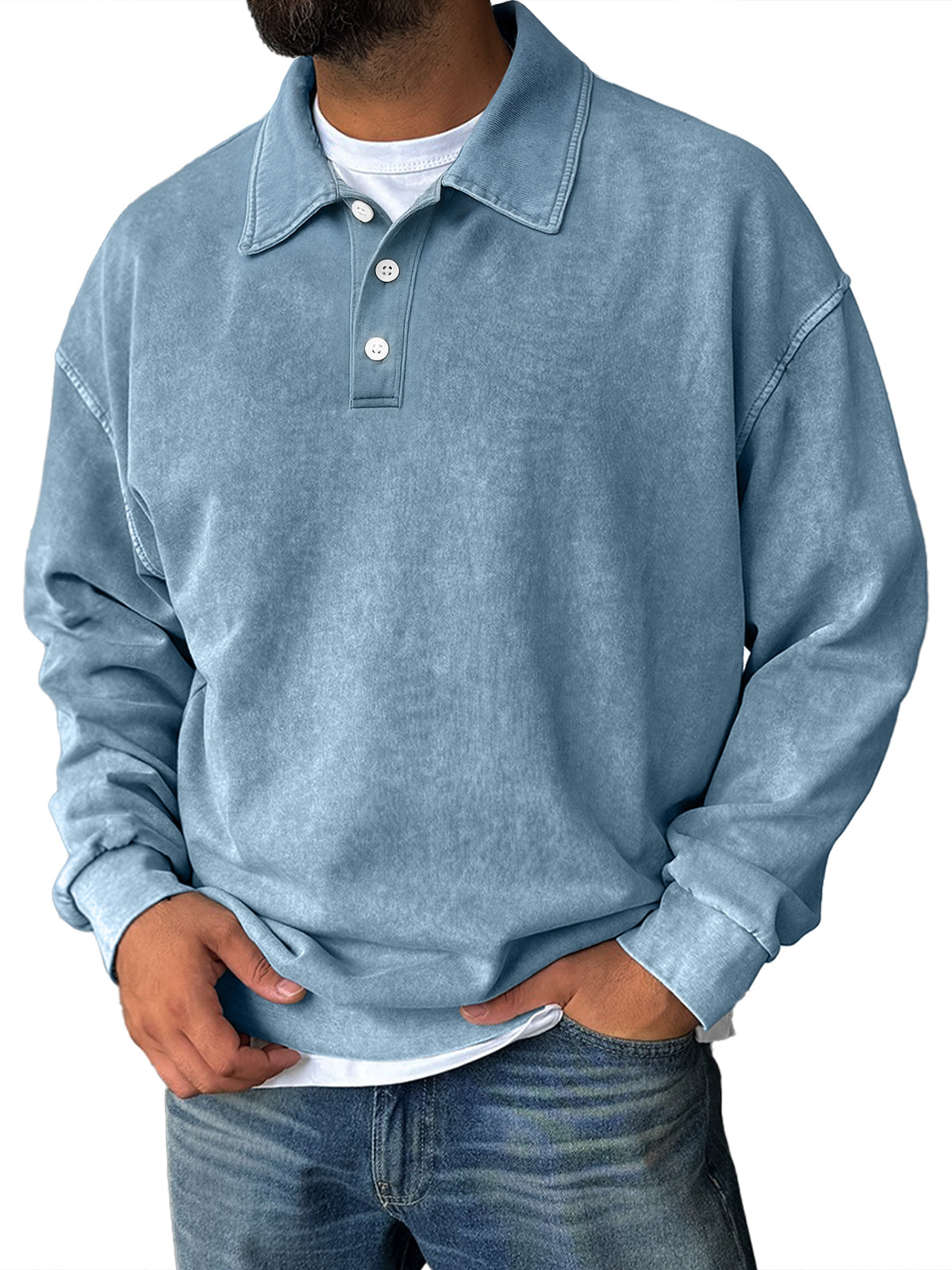 Men's Retro Everyday Lapel Collar Button-Down Comfortable Sweatshirt