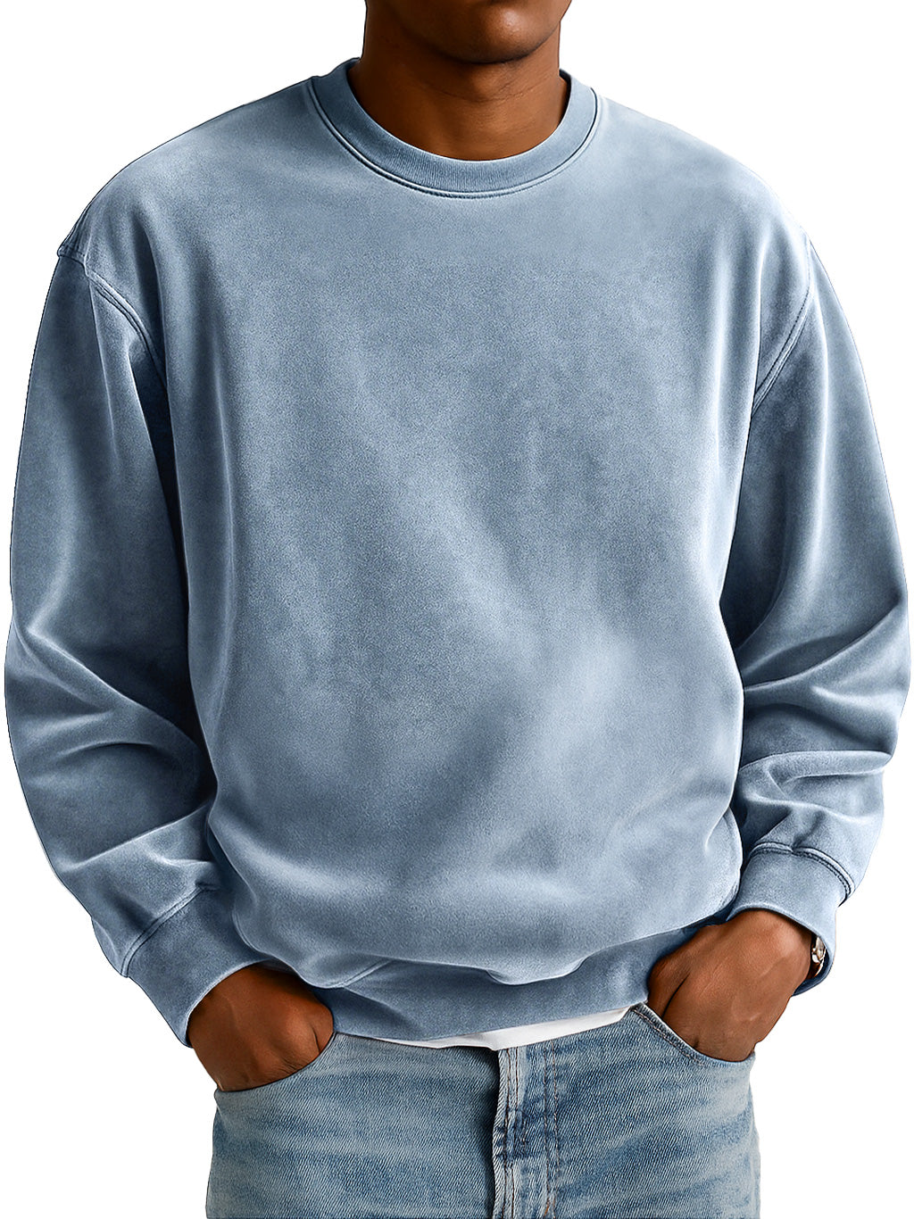 Men's Everyday Suede Crew Neck Casual Comfort Sweatshirt