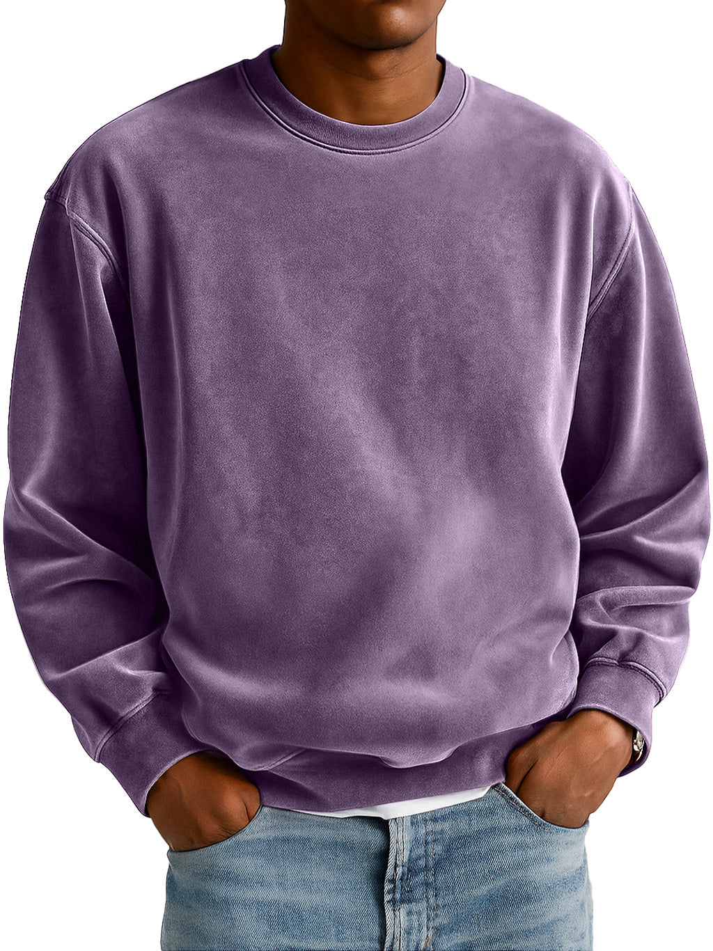 Men's Everyday Suede Crew Neck Casual Comfort Sweatshirt