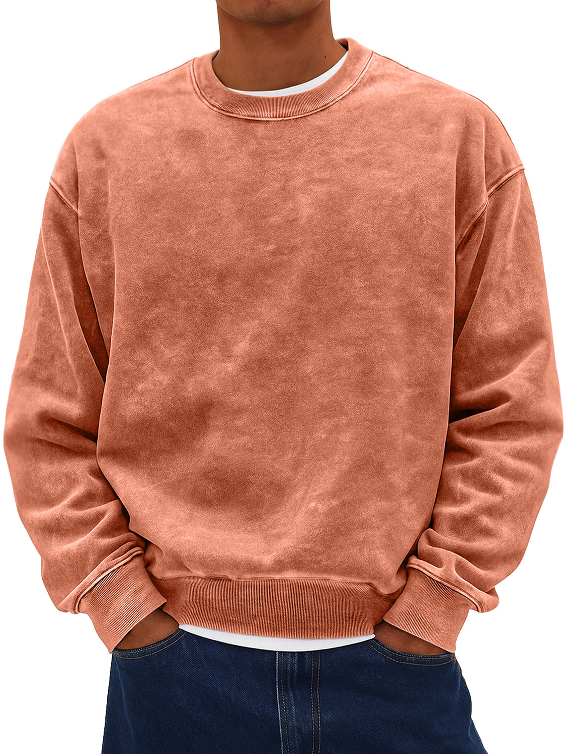 Men's Retro Daily Round Neck Cotton Washed Distressed Sweatshirt