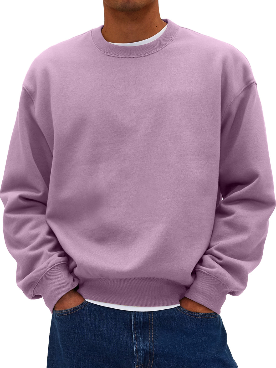 Men's Daily Round Neck Casual Cotton Solid Color Sweatshirt