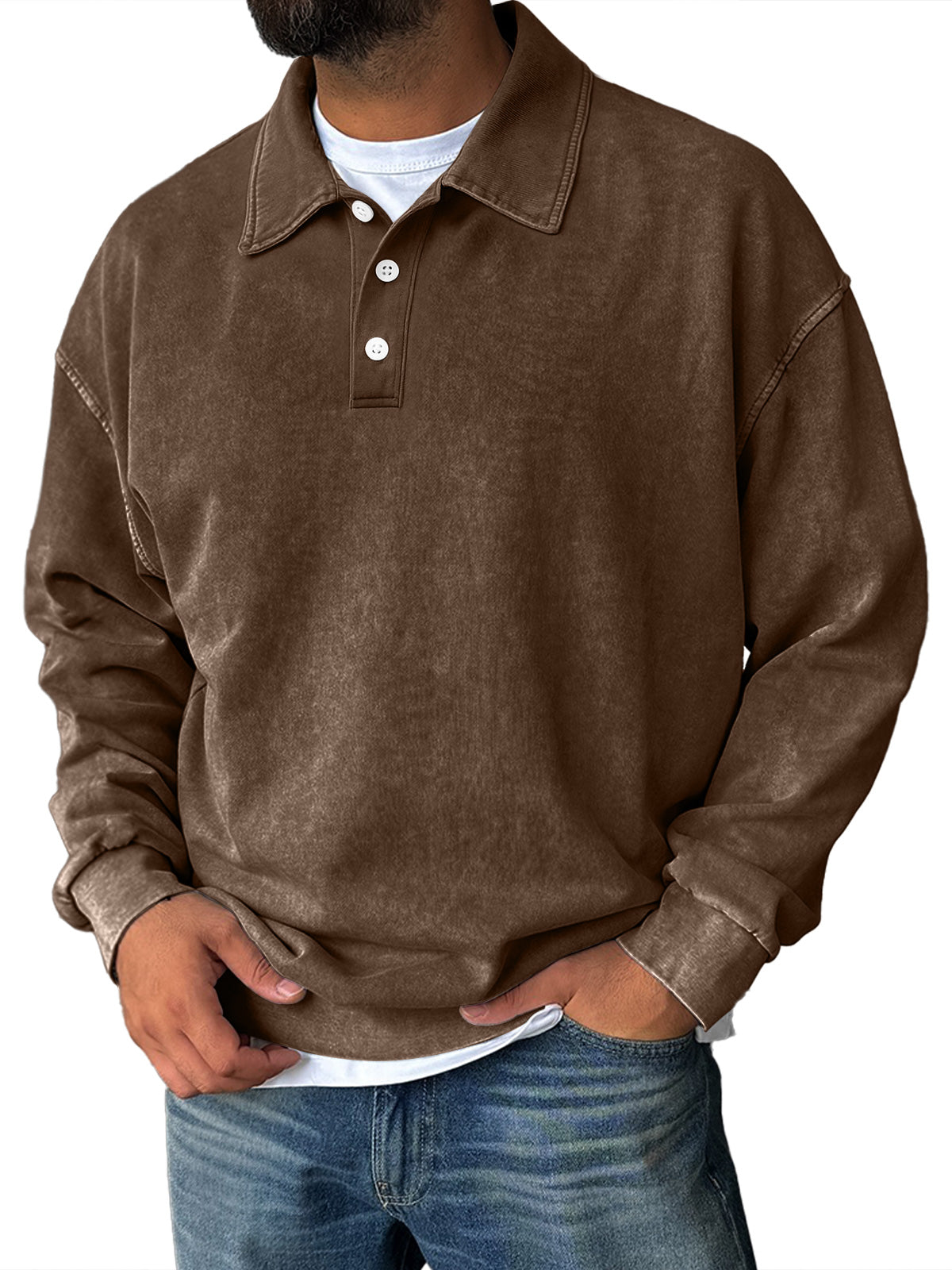Men's Retro Everyday Lapel Collar Button-Down Comfortable Sweatshirt