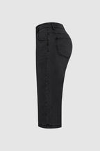 Wash High Waist Straight Leg Capri Jeans Without Belt