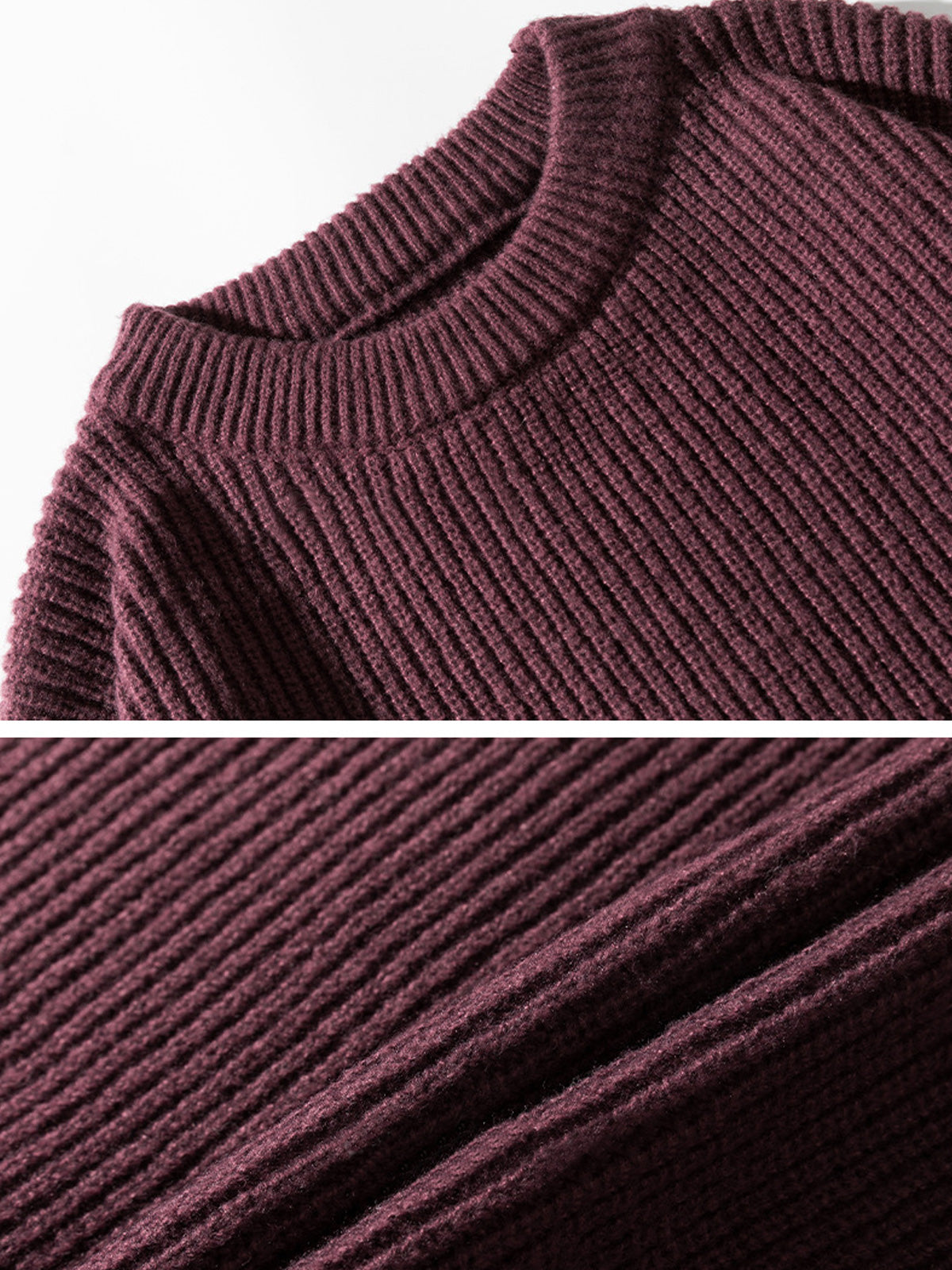 Men's Casual Round Neck Solid Color Knitted Sweater