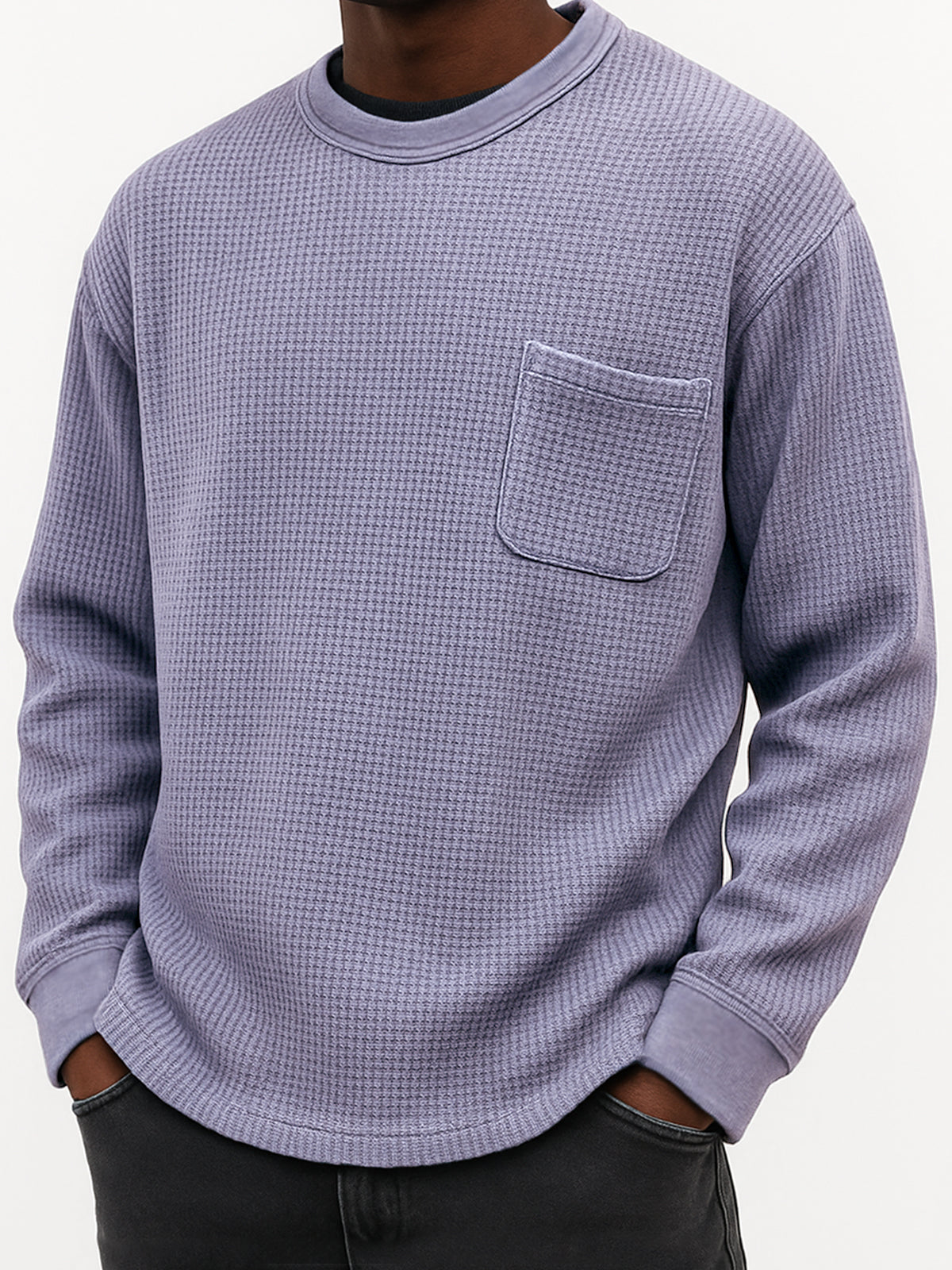 Men's Stylish Waffle Comfort Casual Pocket Everyday Sweatshirt