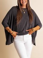 Women's Oversized Half Sleeve Ribbed Top