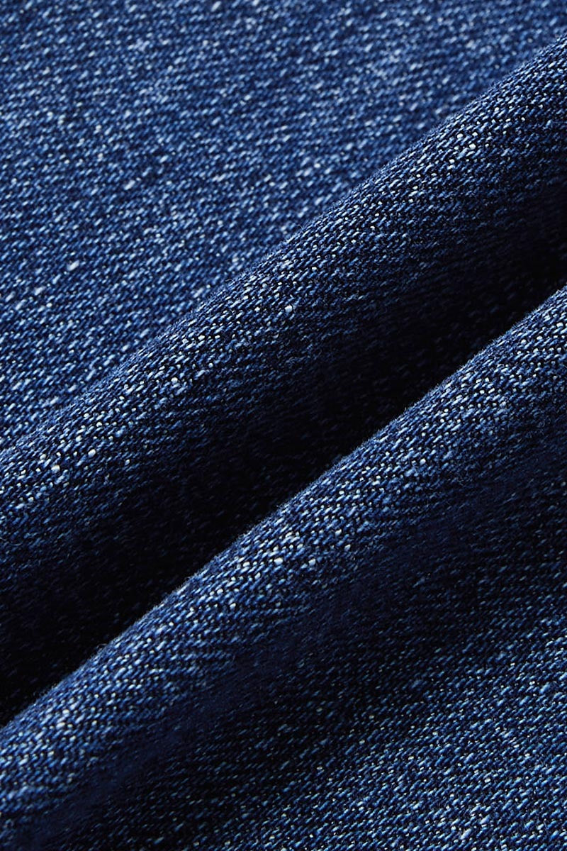 Roll Hem Ripped Double Button Mid Rise Straight Leg Jeans