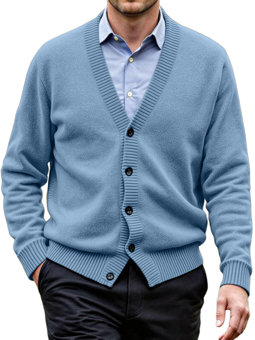 Men's Daily Casual Solid Color Knitted Cardigan Sweater