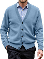 Men's Daily Casual Solid Color Knitted Cardigan Sweater