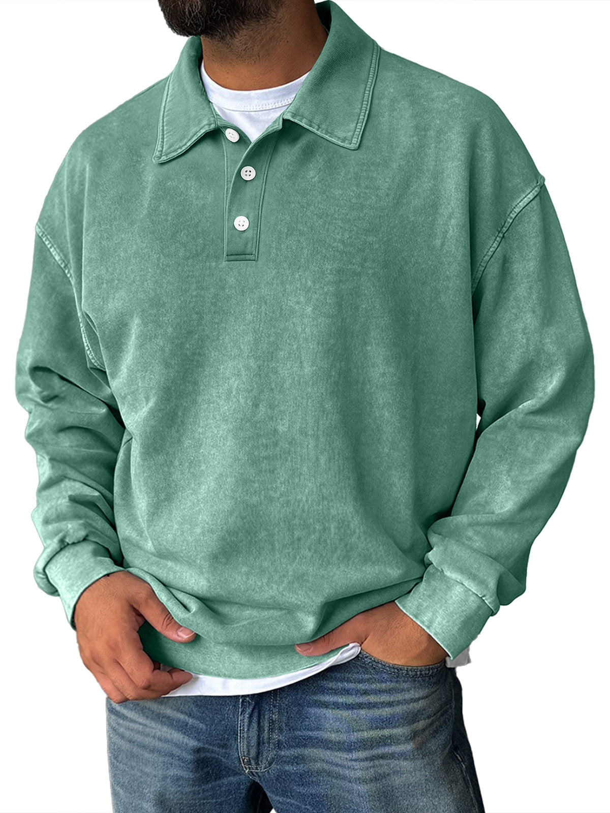 Men's Retro Everyday Lapel Collar Button-Down Comfortable Sweatshirt