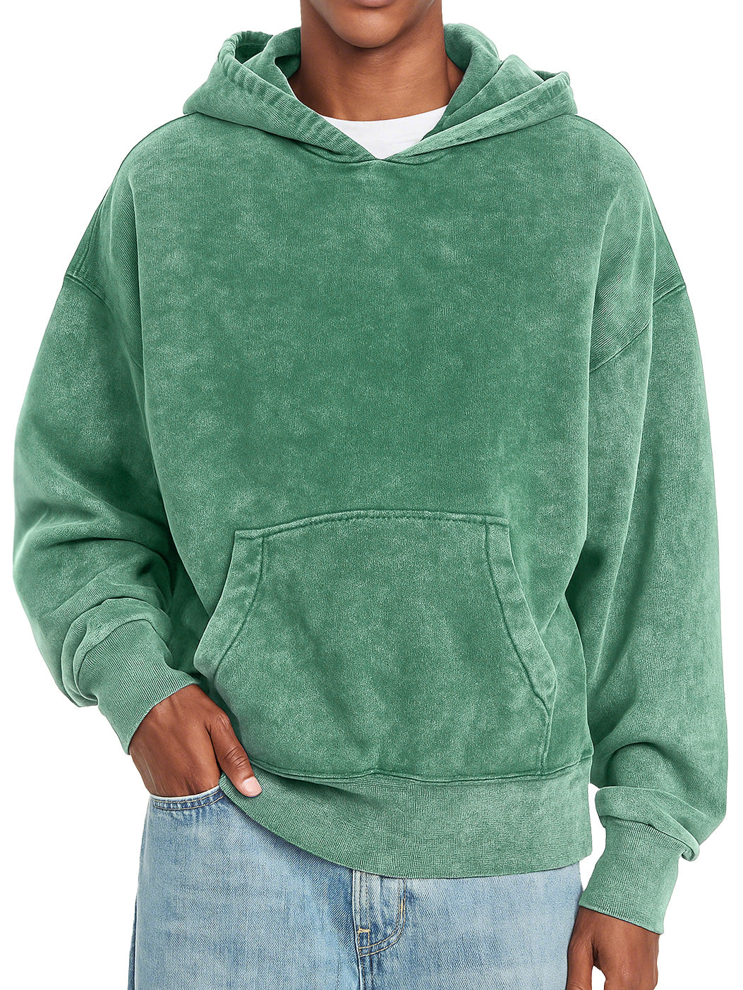 Men's Vintage Pure Cotton Washed Distressed Casual Hooded Sweatshirt