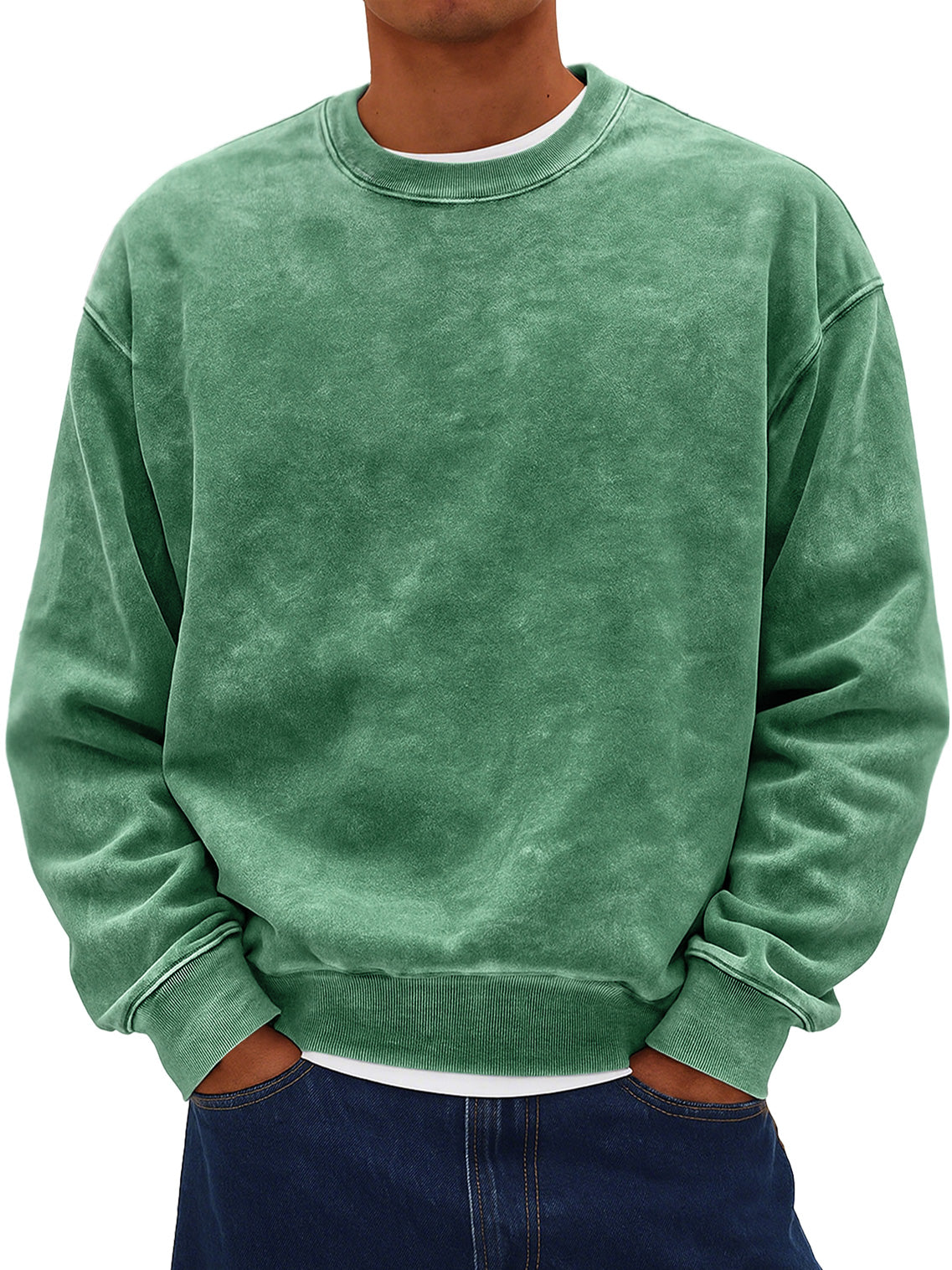 Men's Retro Daily Round Neck Cotton Washed Distressed Sweatshirt