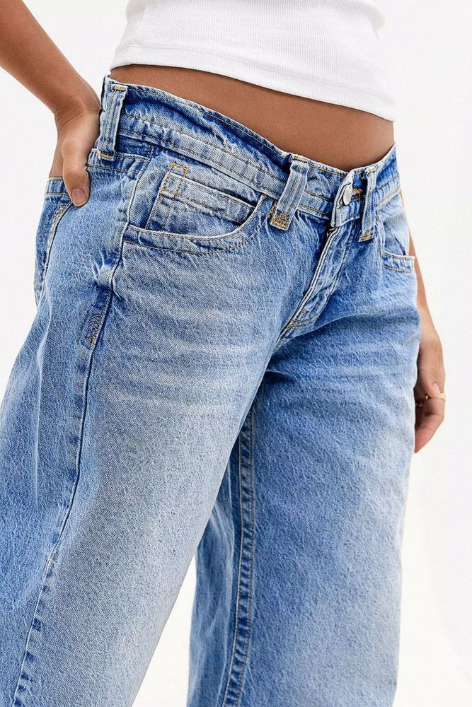 Wash Straight Leg Low Rise Jeans