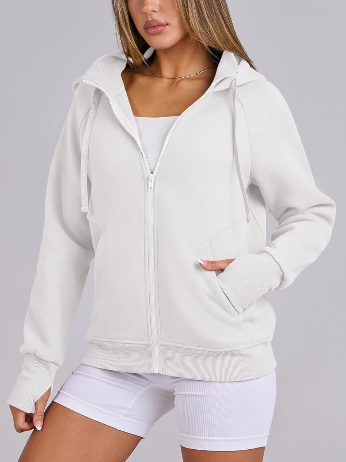 Women's Zip Up Drawstring Hoodie Jacket