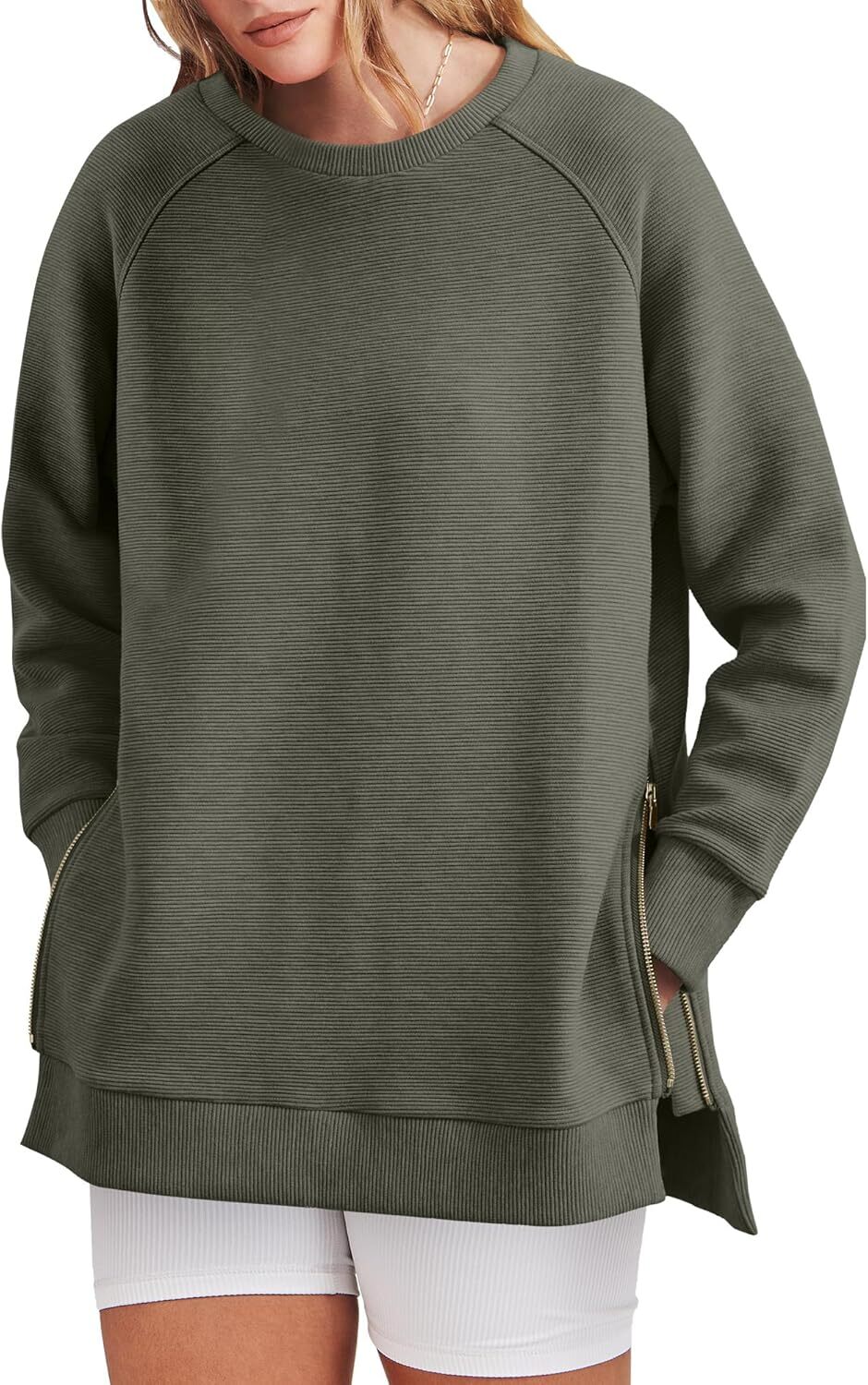 Women's Side Zipper Oversized Sweatshirt