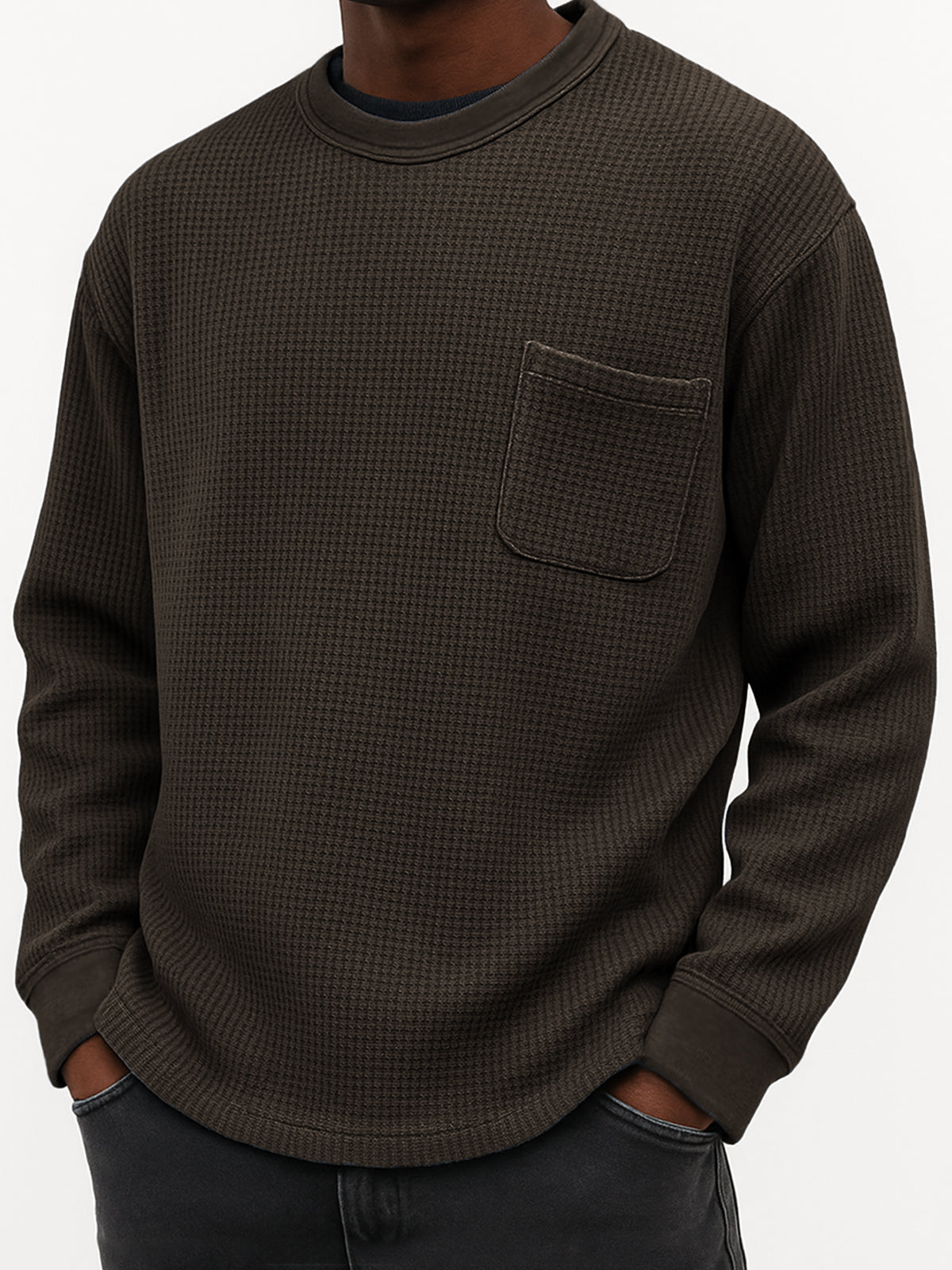 Men's Stylish Waffle Comfort Casual Pocket Everyday Sweatshirt