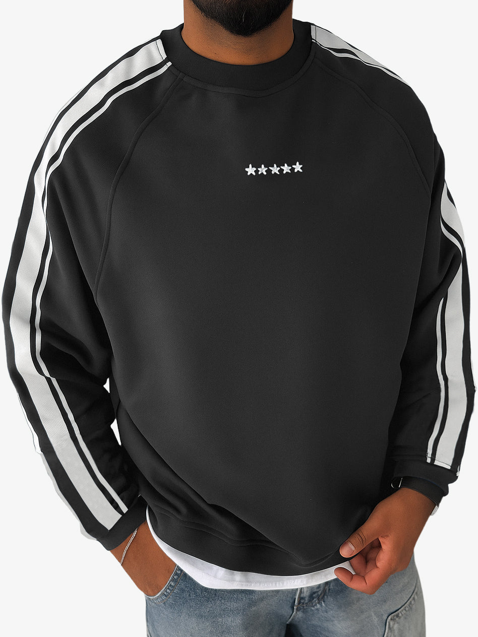 Men's Stylish Striped Contrast Crewneck Sweatshirt