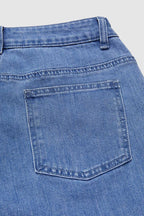 Wash Embroidery Mid Waist Denim Shorts