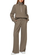 Women's Oversized Half Zip 2 Piece Sweatsuit Set