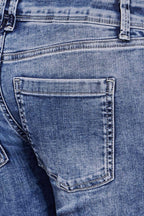 Wash Roll Hem High Rise Straight Leg Capri Jeans