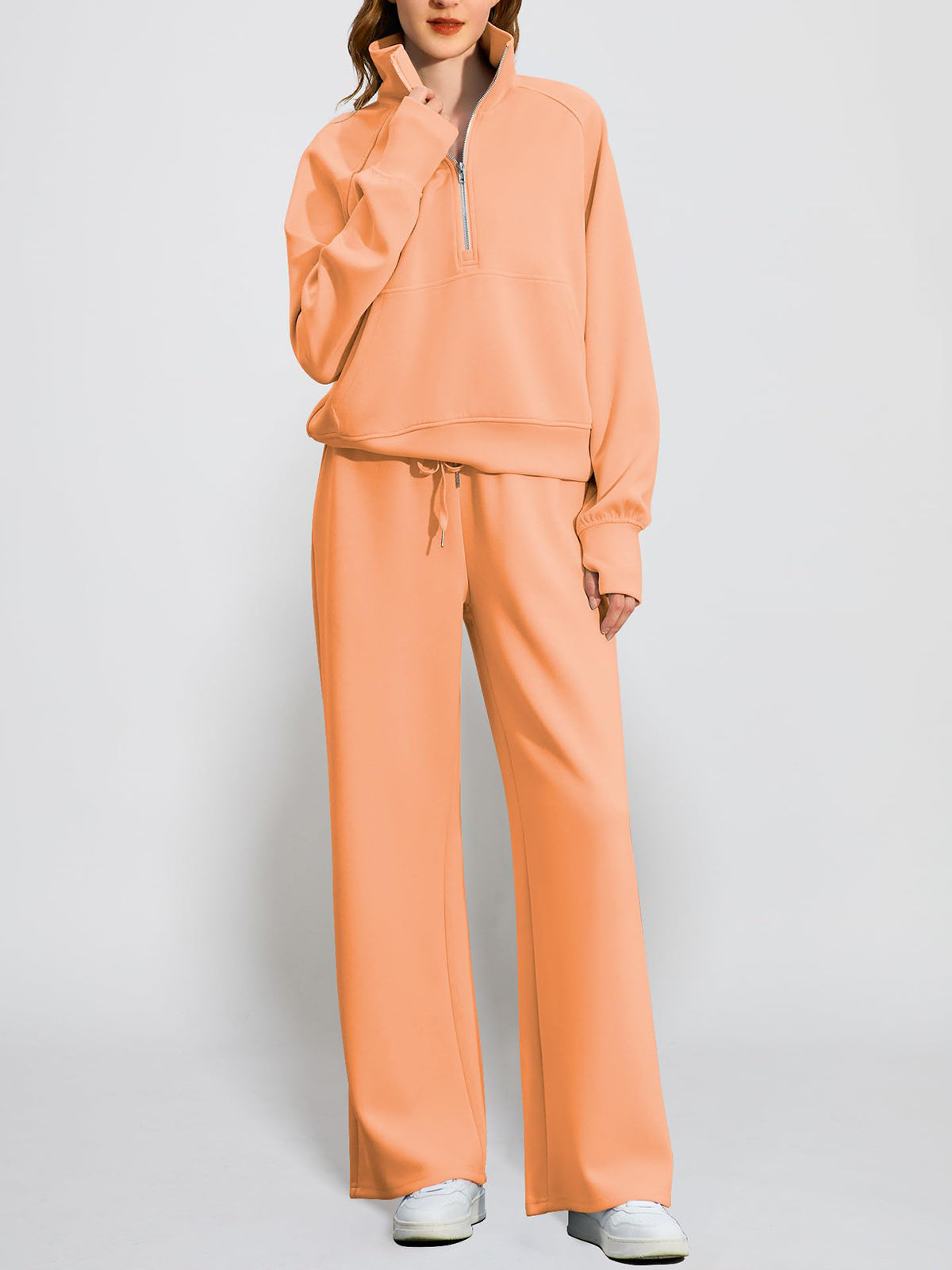 Women's Oversized Half Zip 2 Piece Sweatsuit Set