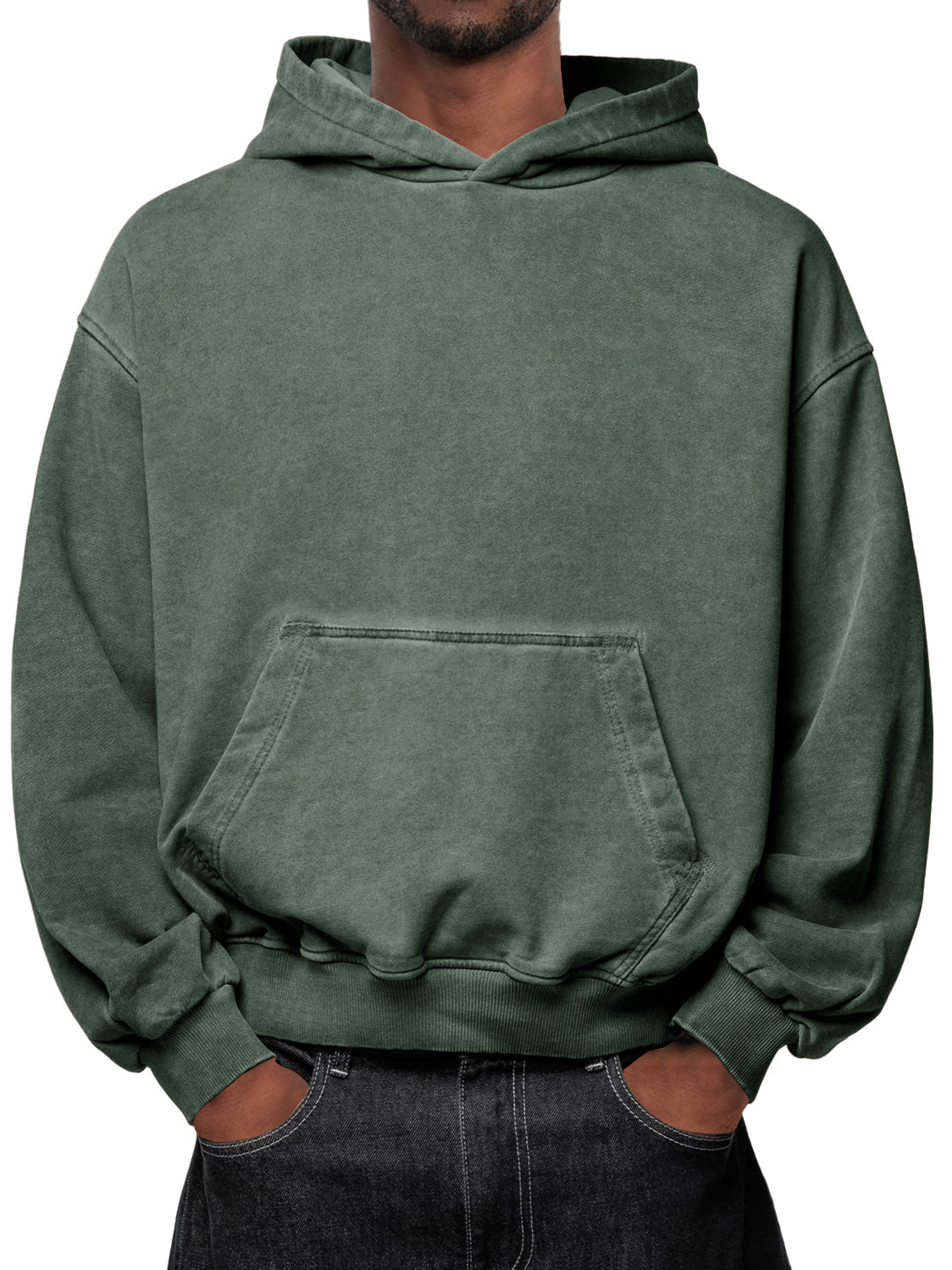 Men's Washed Distressed Vintage Hooded Sweatshirt