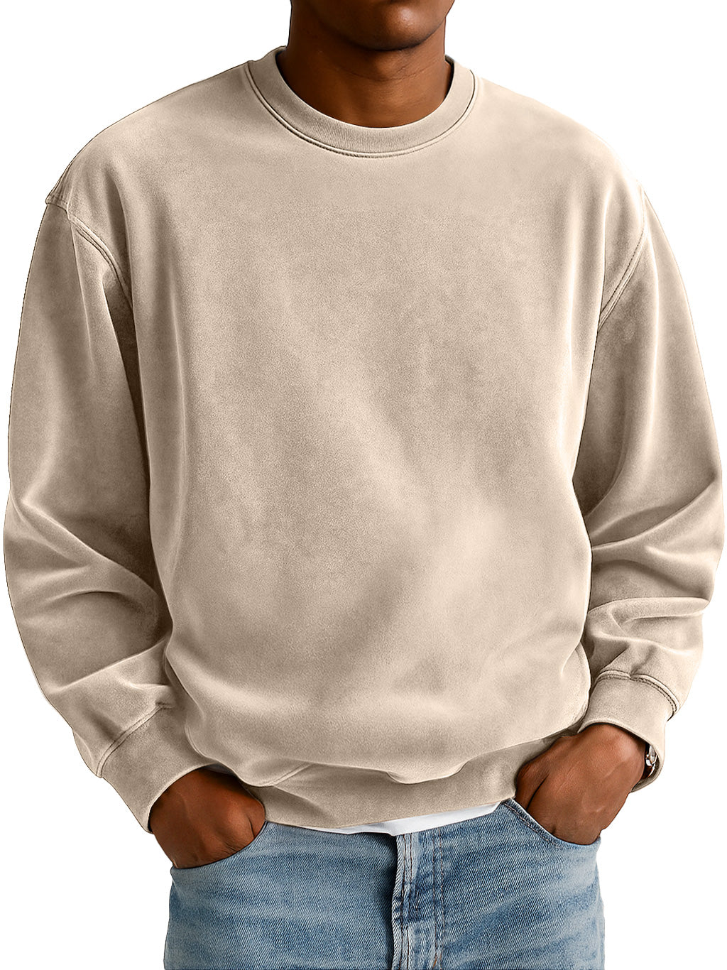 Men's Everyday Suede Crew Neck Casual Comfort Sweatshirt