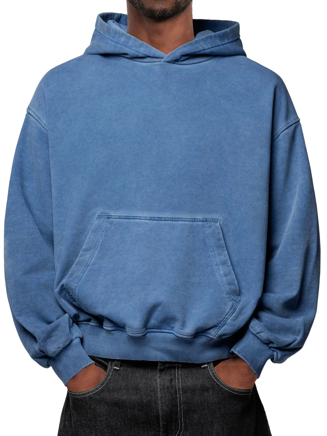 Men's Washed Distressed Vintage Hooded Sweatshirt