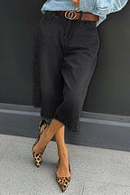 Wash High Waist Straight Leg Capri Jeans Without Belt