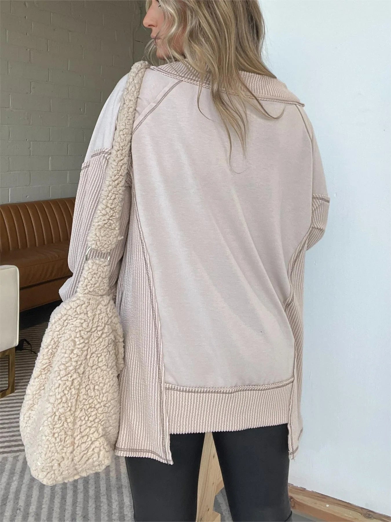 Women's V-Neck Loose Long Sleeve Top