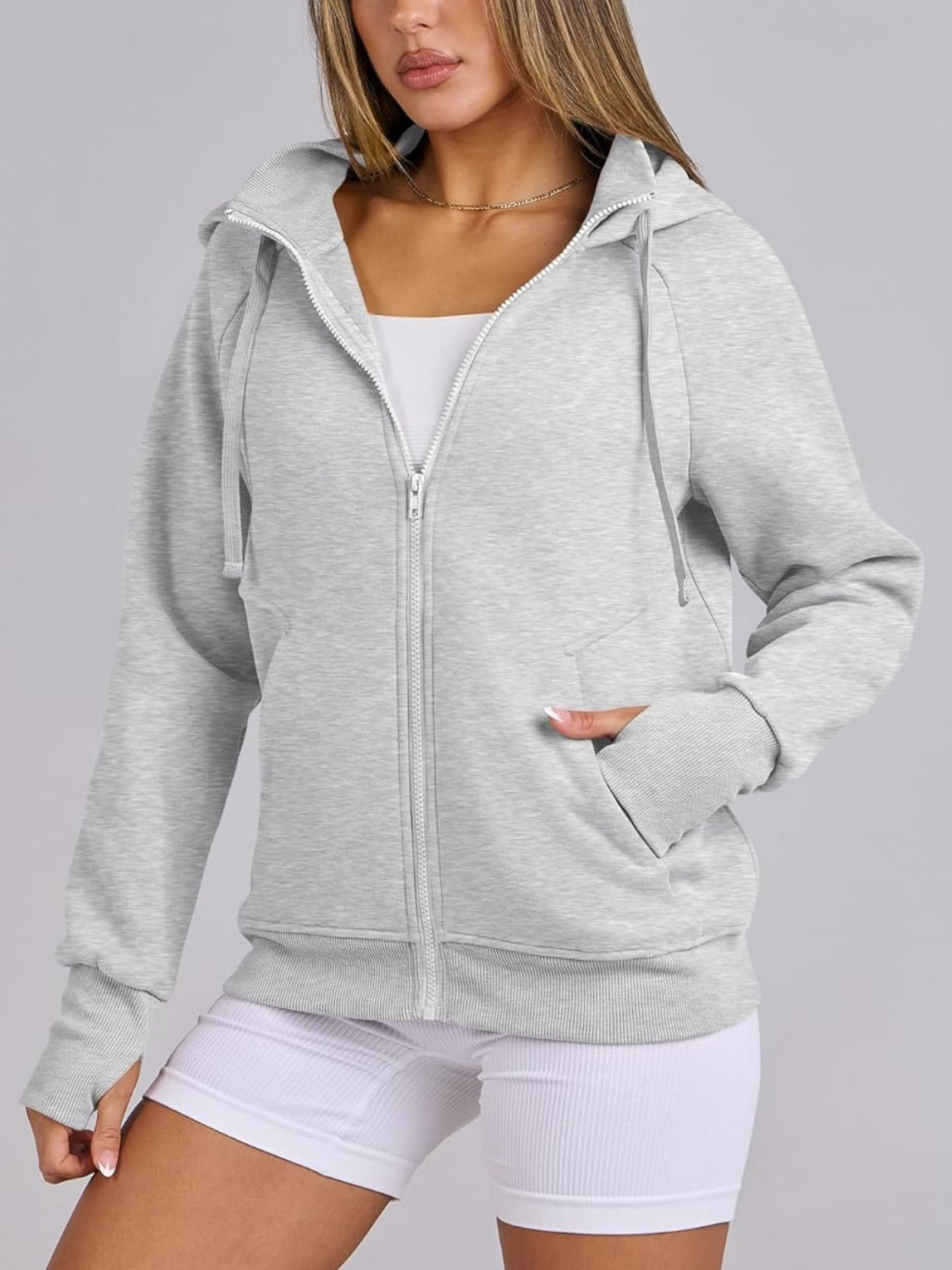 Women's Zip Up Drawstring Hoodie Jacket