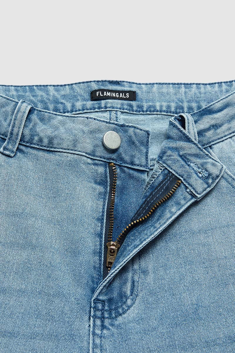 Wash High Waist Straight Leg Capri Jeans Without Belt