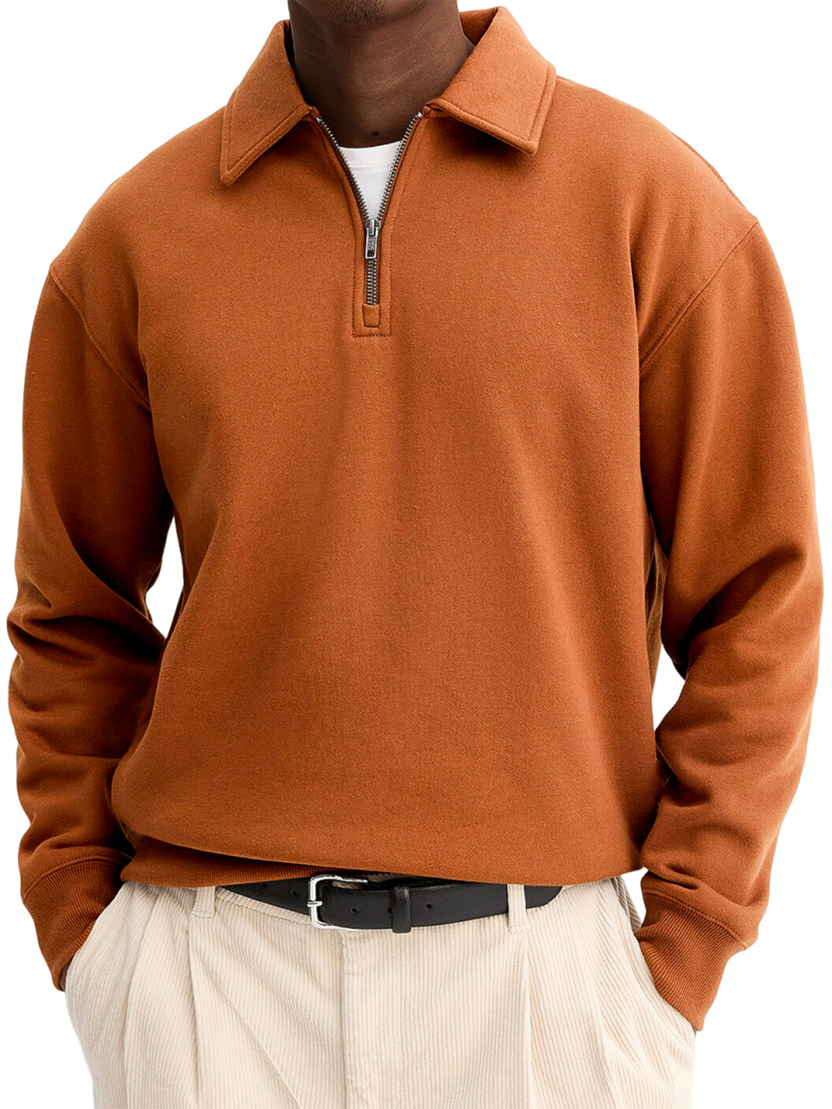 Men's Stylish Quarter-zip Basic Casual Pullover Sweatshirt