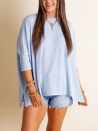 Women's Oversized Half Sleeve Ribbed Top
