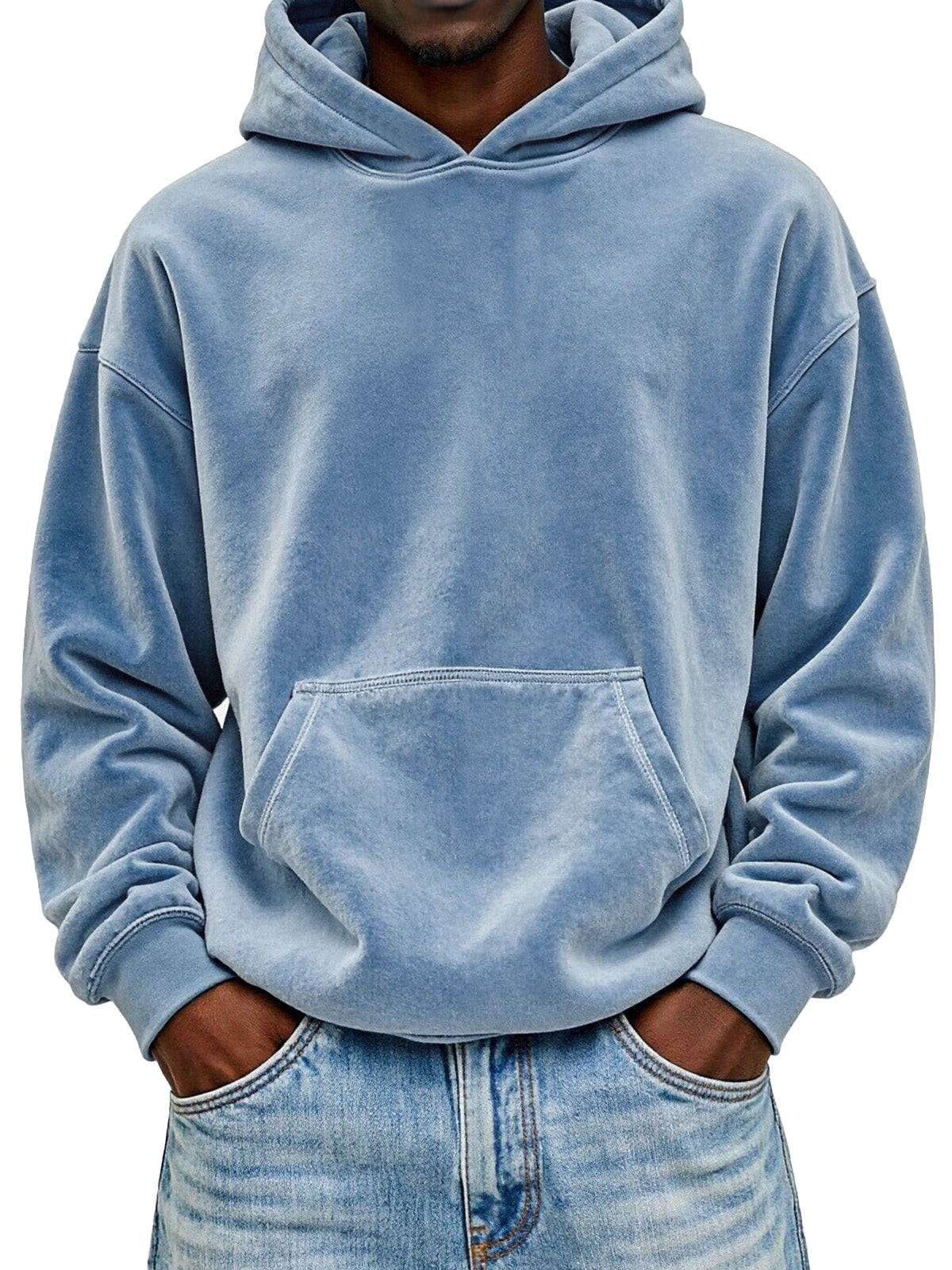 Men's Everyday Solid Color Comfortable Suede Long-sleeved Hooded Sweatshirt