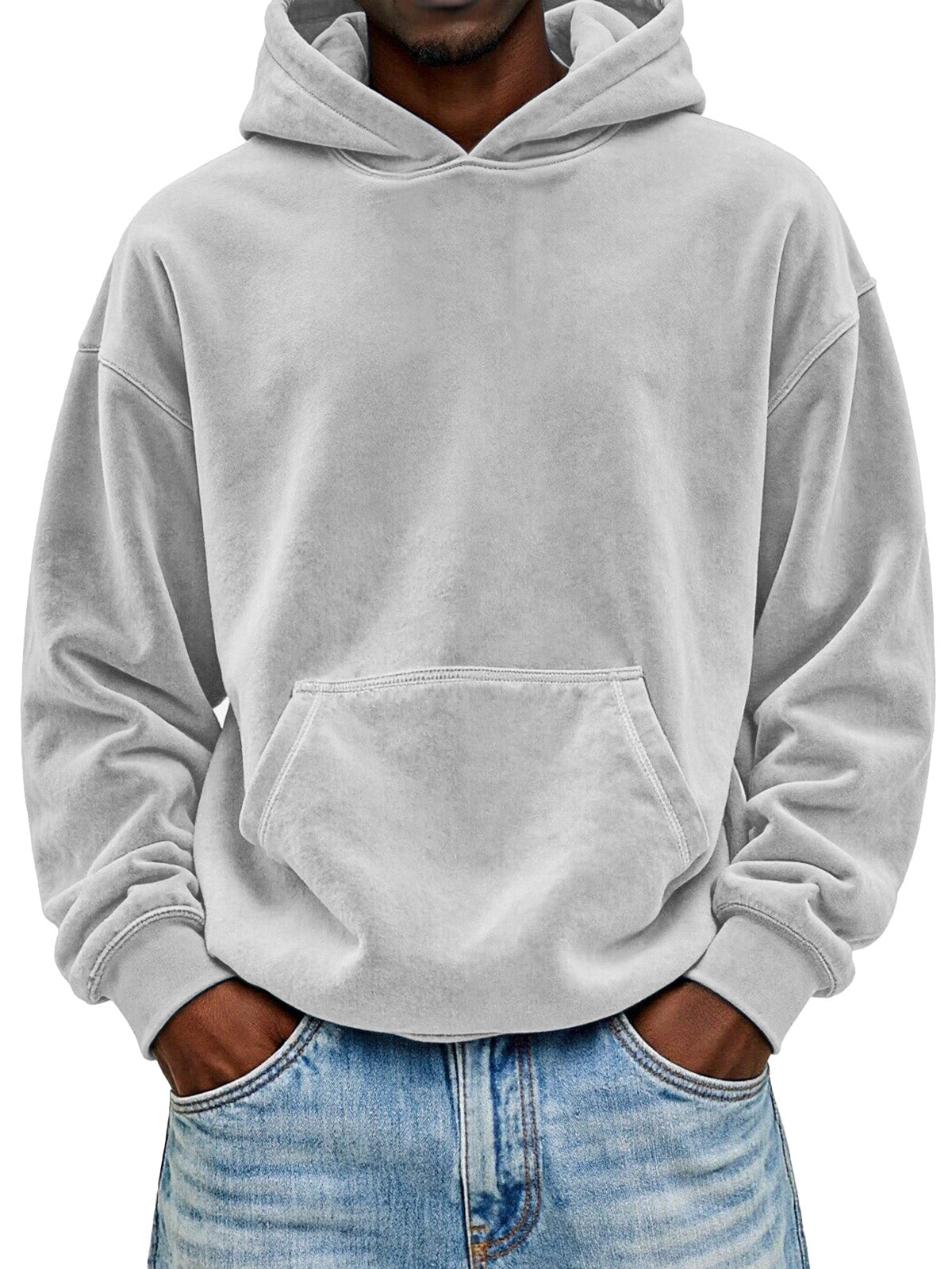 Men's Everyday Solid Color Comfortable Suede Long-sleeved Hooded Sweatshirt