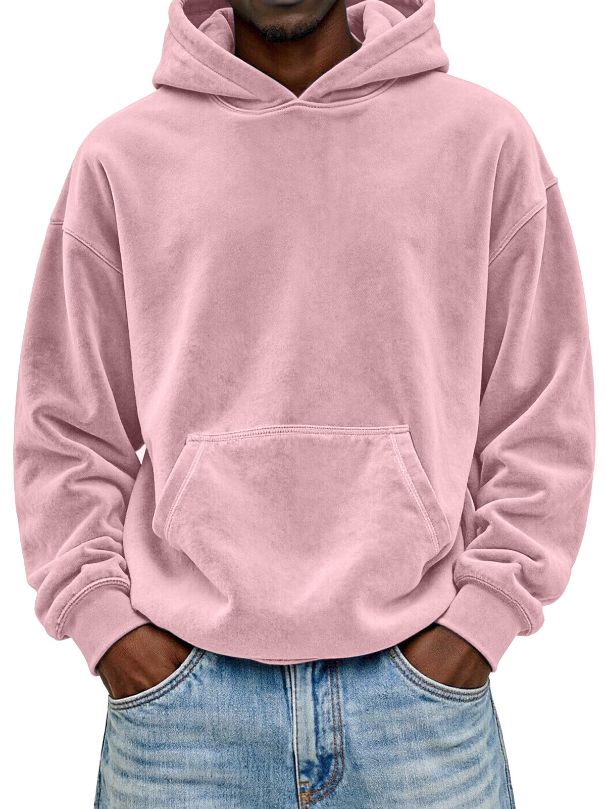 Men's Everyday Solid Color Comfortable Suede Long-sleeved Hooded Sweatshirt