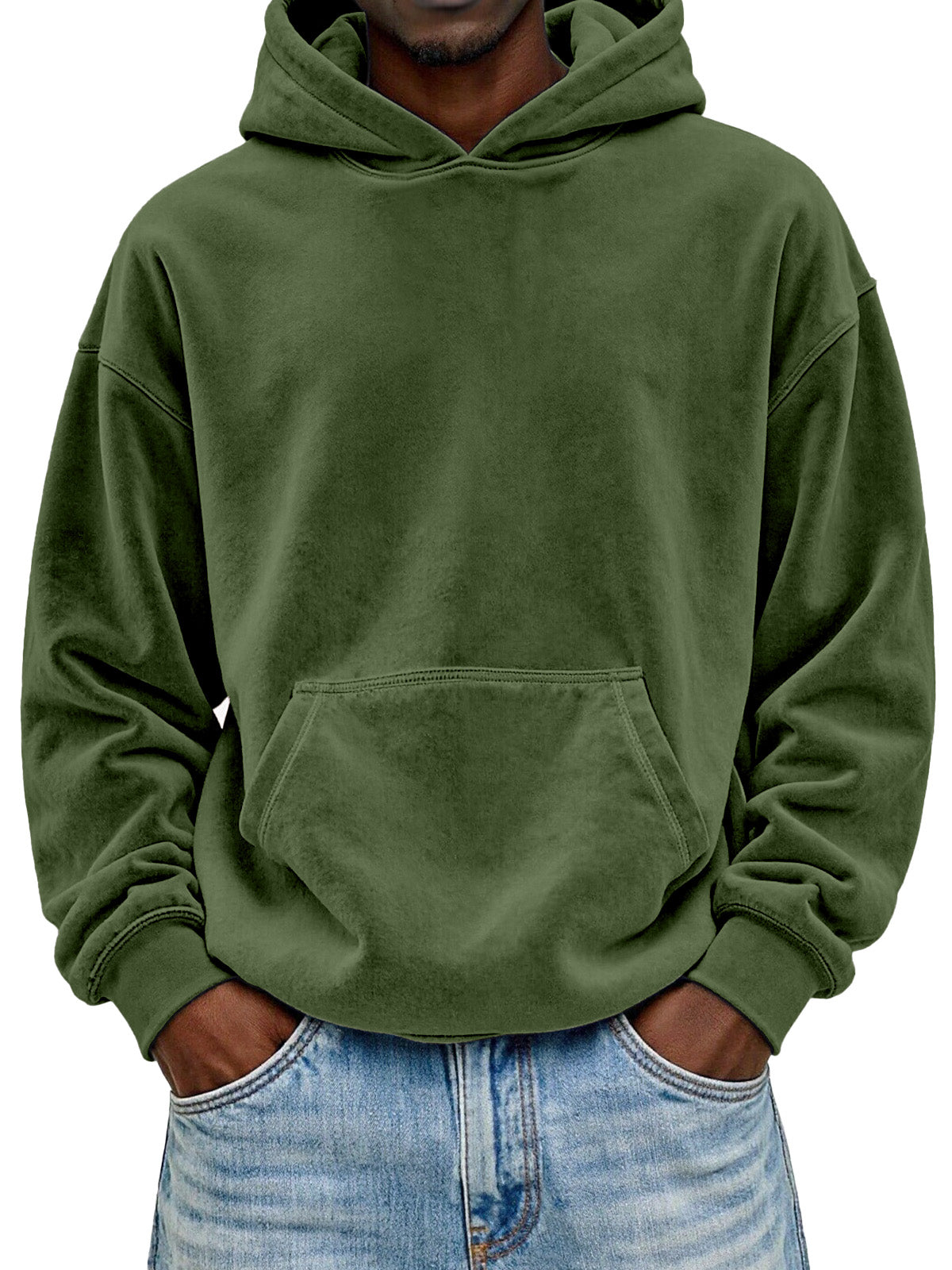 Men's Everyday Solid Color Comfortable Suede Long-sleeved Hooded Sweatshirt