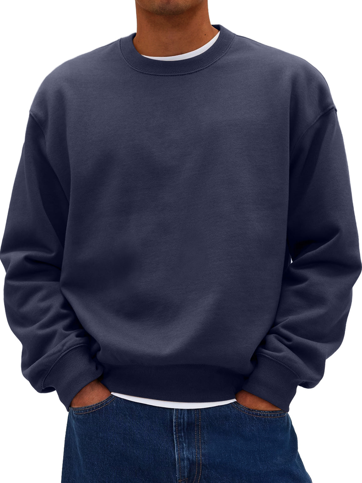 Men's Daily Round Neck Casual Cotton Solid Color Sweatshirt