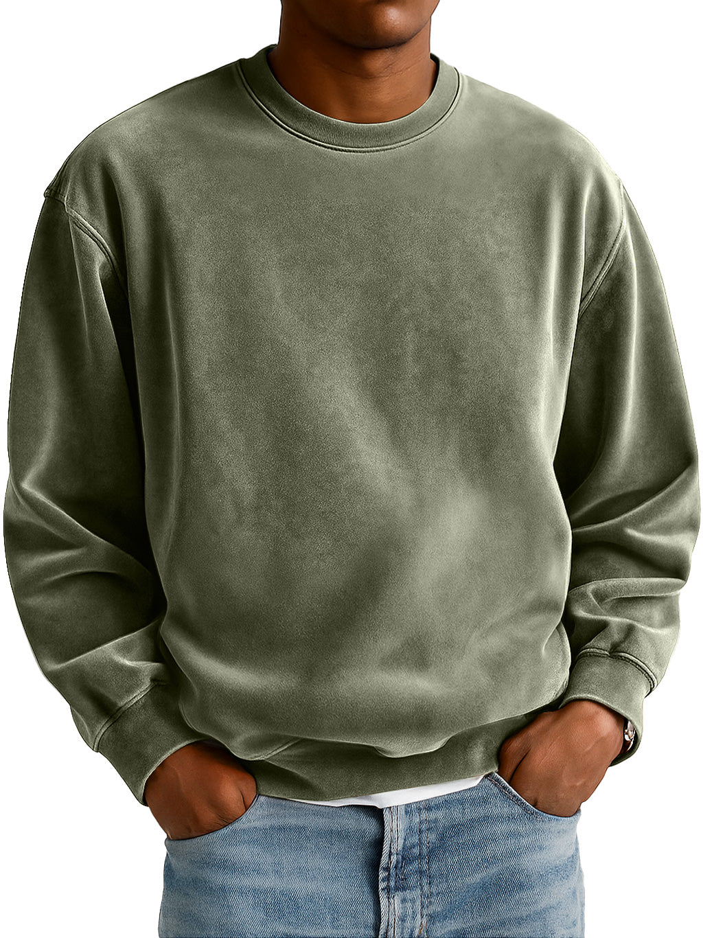 Men's Everyday Suede Crew Neck Casual Comfort Sweatshirt