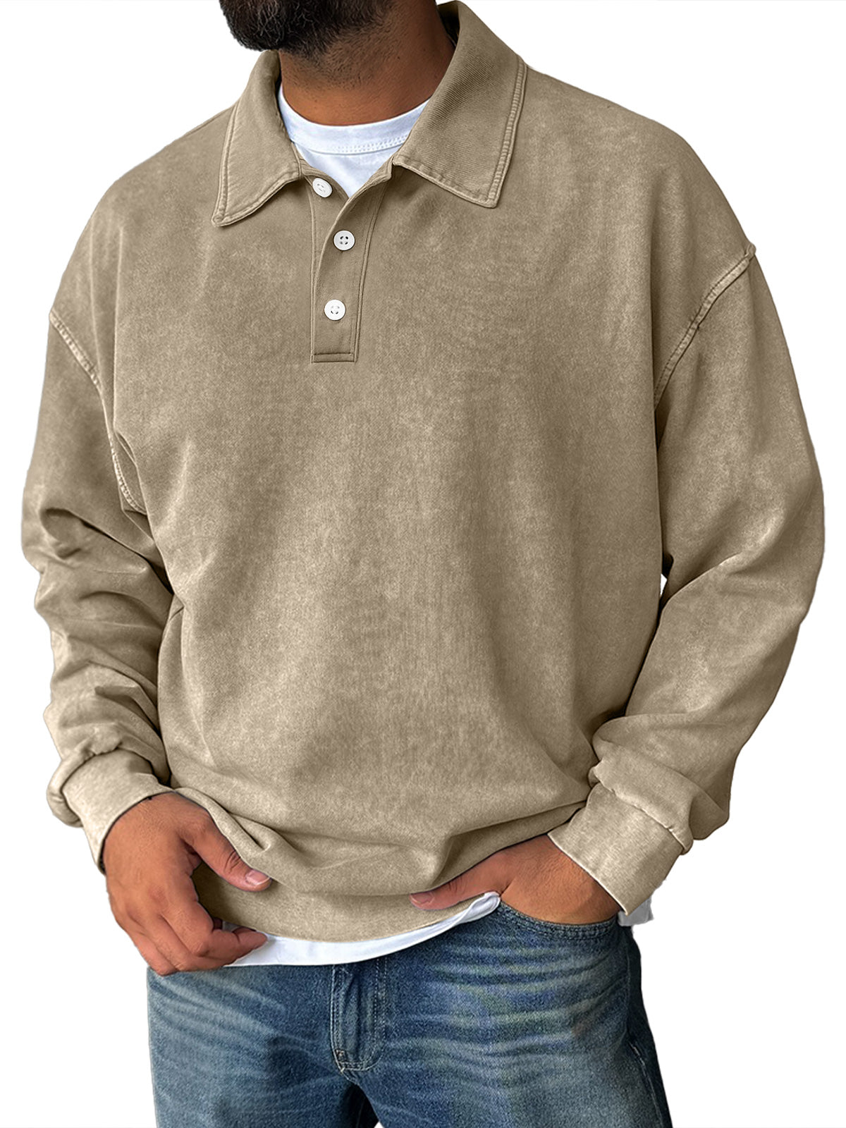 Men's Retro Everyday Lapel Collar Button-Down Comfortable Sweatshirt