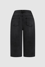 Wash High Waist Straight Leg Capri Jeans Without Belt